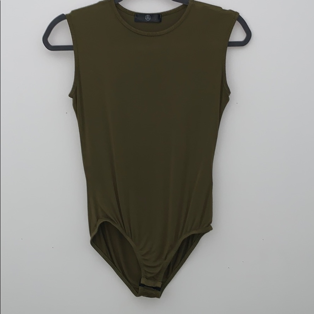 Olive green bodysuit.